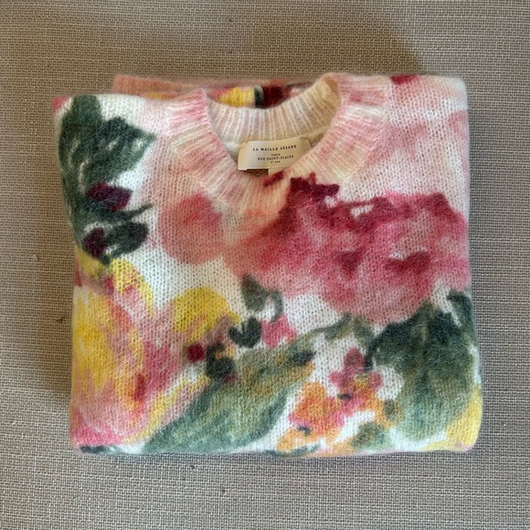 BEST Sezane Clarissa Jumper - London Bouquet Sweater Floral French Knit Causal - Picture 5 of 10